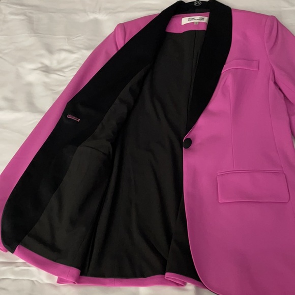 Diane von furstenberg Tommy crepe two tone blazer/jacket pink & black 0 - Picture 6 of 13